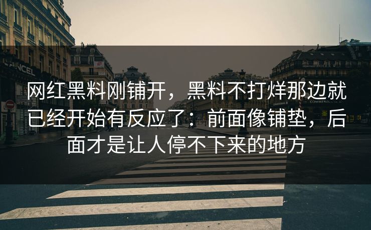 网红黑料刚铺开，黑料不打烊那边就已经开始有反应了：前面像铺垫，后面才是让人停不下来的地方