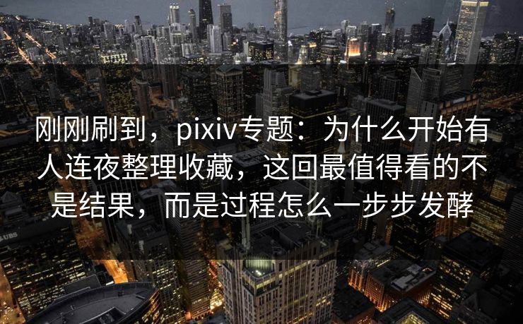 刚刚刷到，pixiv专题：为什么开始有人连夜整理收藏，这回最值得看的不是结果，而是过程怎么一步步发酵
