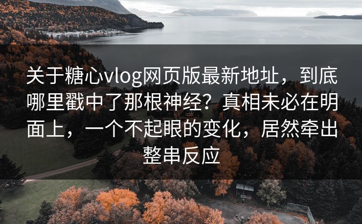 关于糖心vlog网页版最新地址，到底哪里戳中了那根神经？真相未必在明面上，一个不起眼的变化，居然牵出整串反应