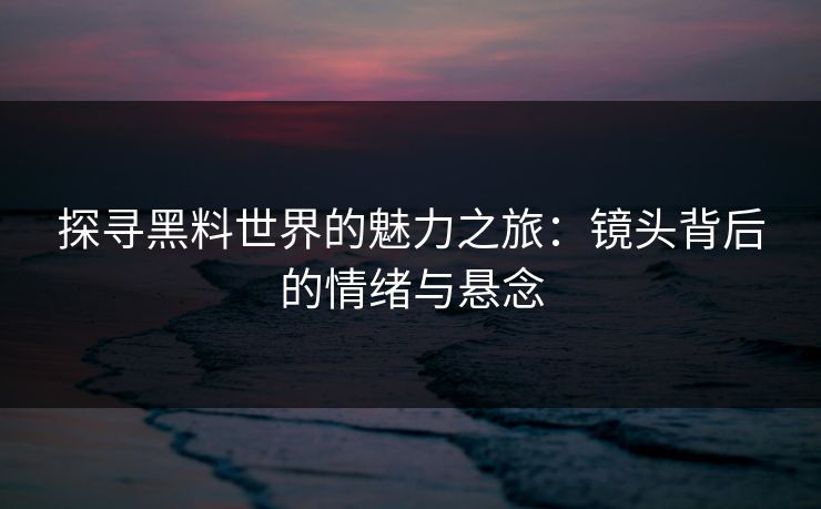 探寻黑料世界的魅力之旅：镜头背后的情绪与悬念