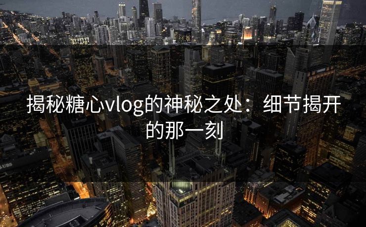 揭秘糖心vlog的神秘之处：细节揭开的那一刻