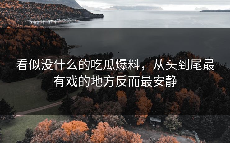 看似没什么的吃瓜爆料，从头到尾最有戏的地方反而最安静